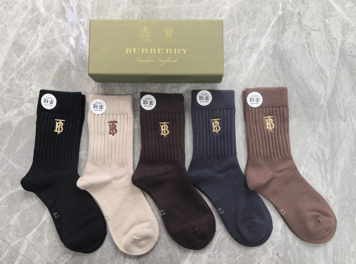 Burberry ribbed gold tb crew socks - view 6