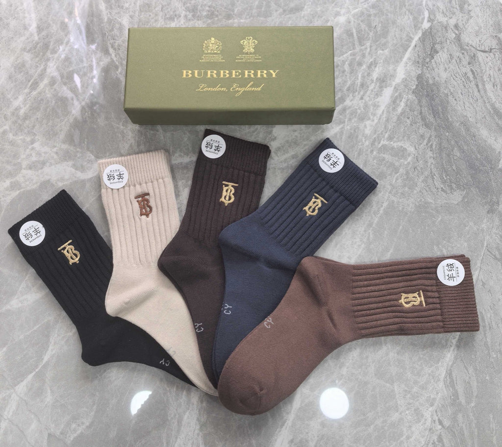 Burberry ribbed gold tb crew socks - view 2