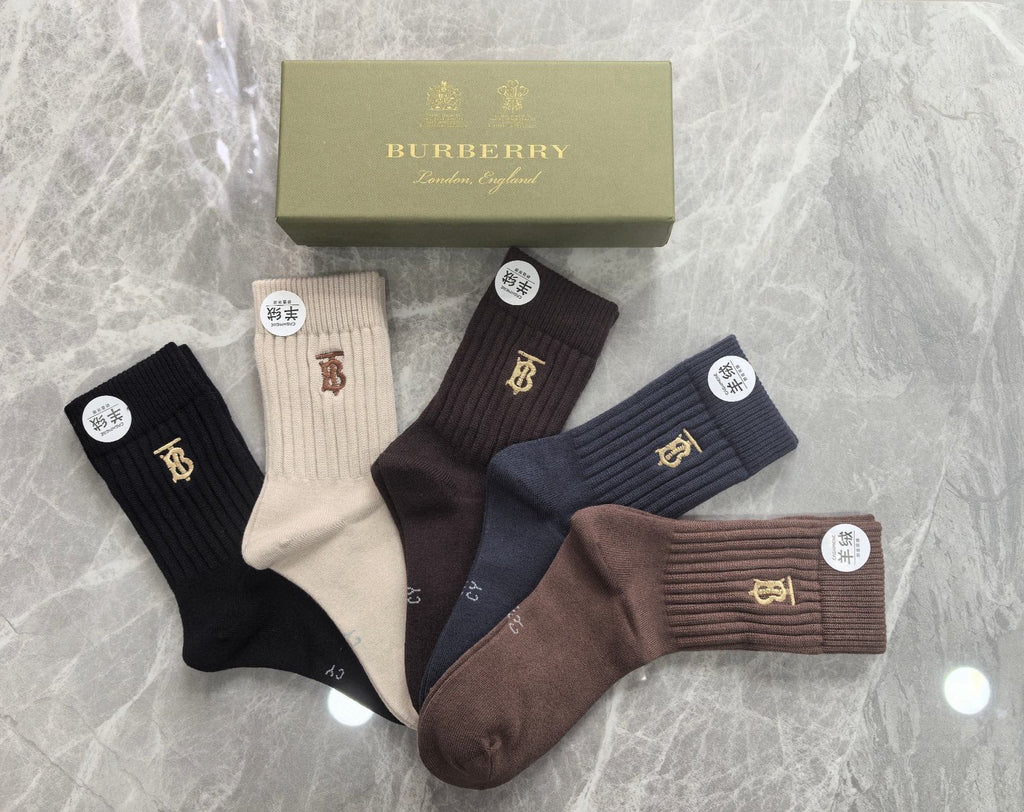 Burberry ribbed gold tb crew socks - view 3