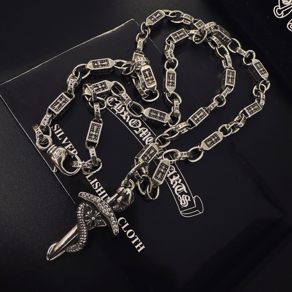 Chrome Hearts Silver-Tone Carved Dagger Necklace - album image 4