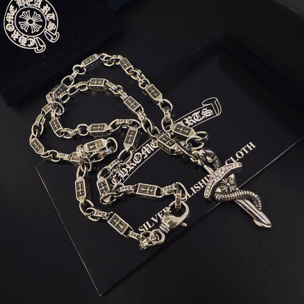 Chrome Hearts Silver-Tone Carved Dagger Necklace - album image 9