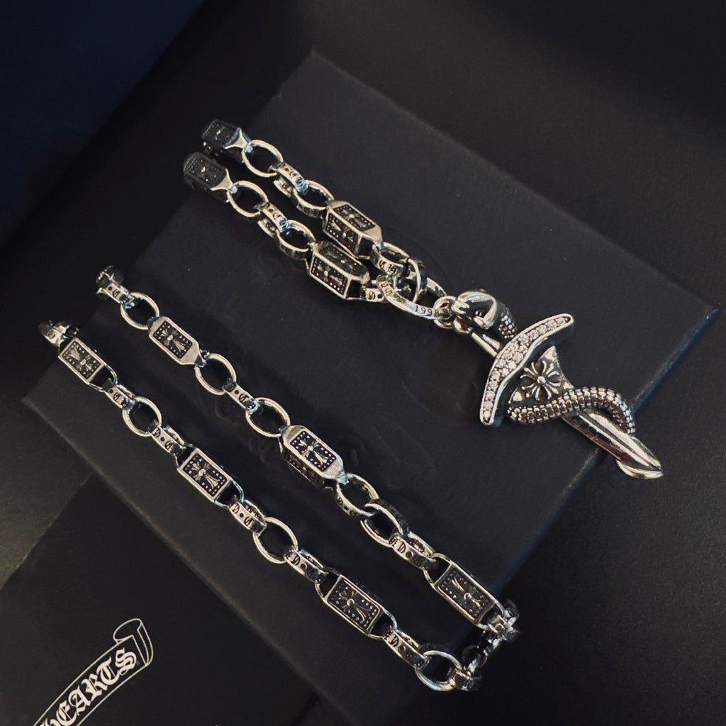 Chrome Hearts Silver-Tone Carved Dagger Necklace - album image 6