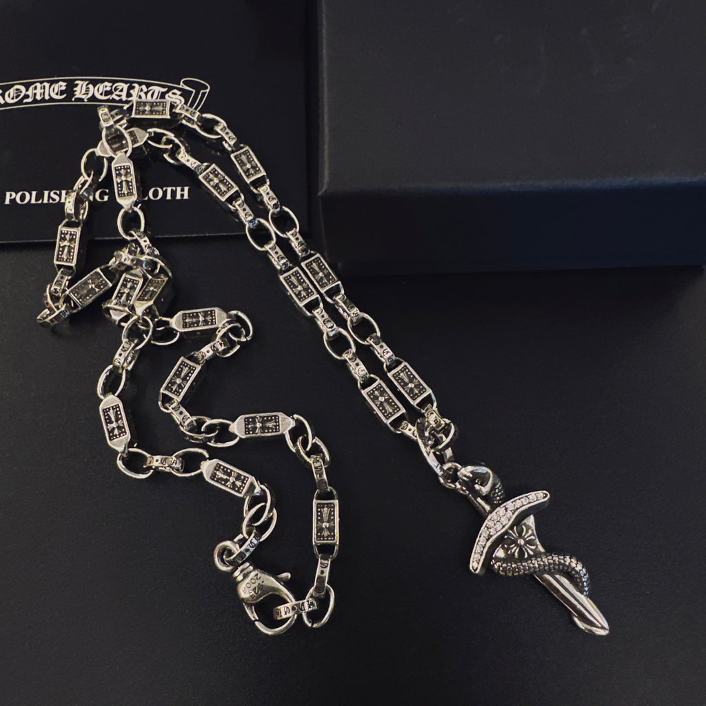 Chrome Hearts Silver-Tone Carved Dagger Necklace - album image 3