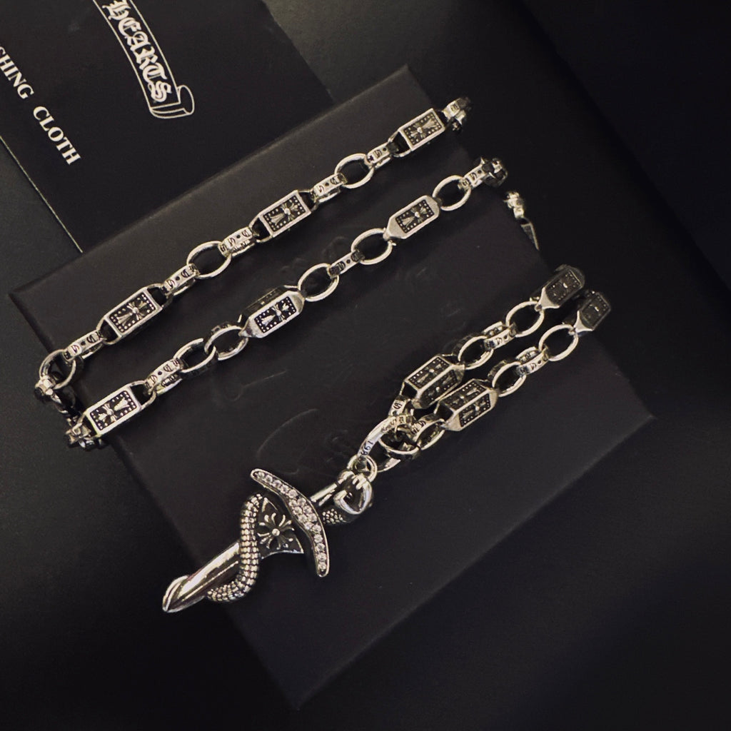 Chrome Hearts Silver-Tone Carved Dagger Necklace - album image 2