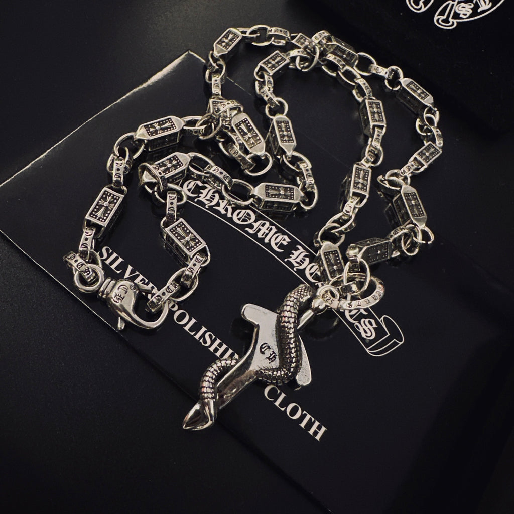 Chrome Hearts Silver-Tone Carved Dagger Necklace - album image 8