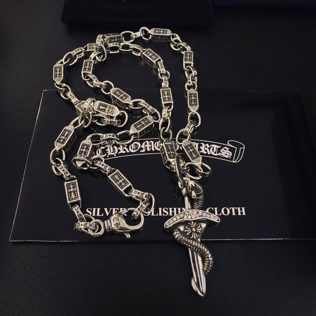 Chrome Hearts Silver-Tone Carved Dagger Necklace - album image 5