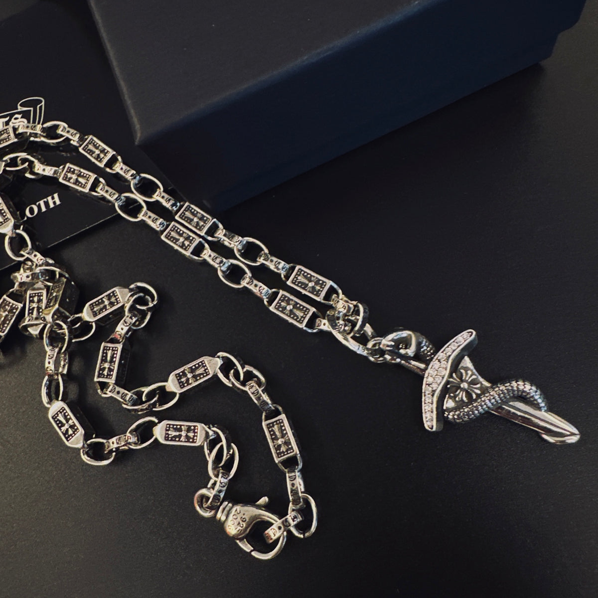 Chrome Hearts Silver-Tone Carved Dagger Necklace - album image 7