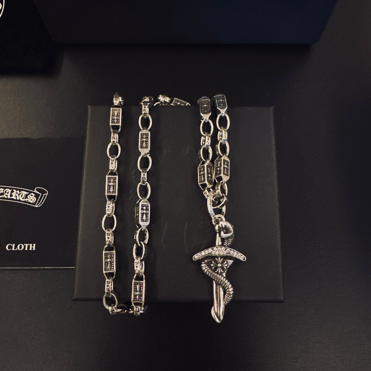 Chrome Hearts Silver-Tone Carved Dagger Necklace - album image 1