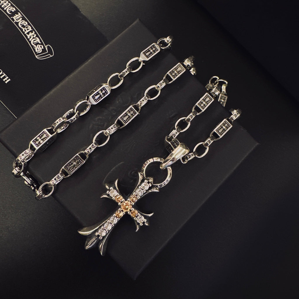 Chrome Hearts Silver-Tone Flared Cross Chain Necklace - album image 2