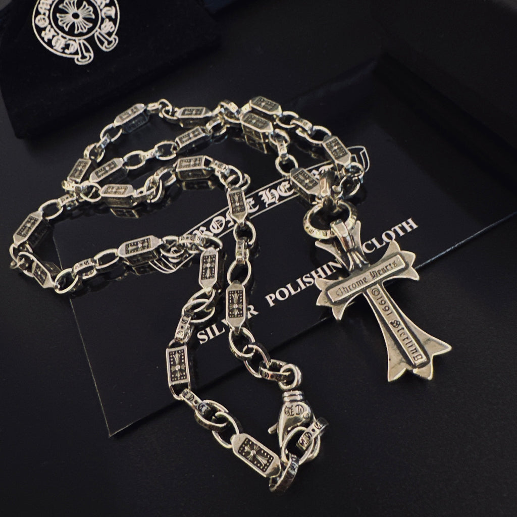 Chrome Hearts Silver-Tone Flared Cross Chain Necklace - album image 9