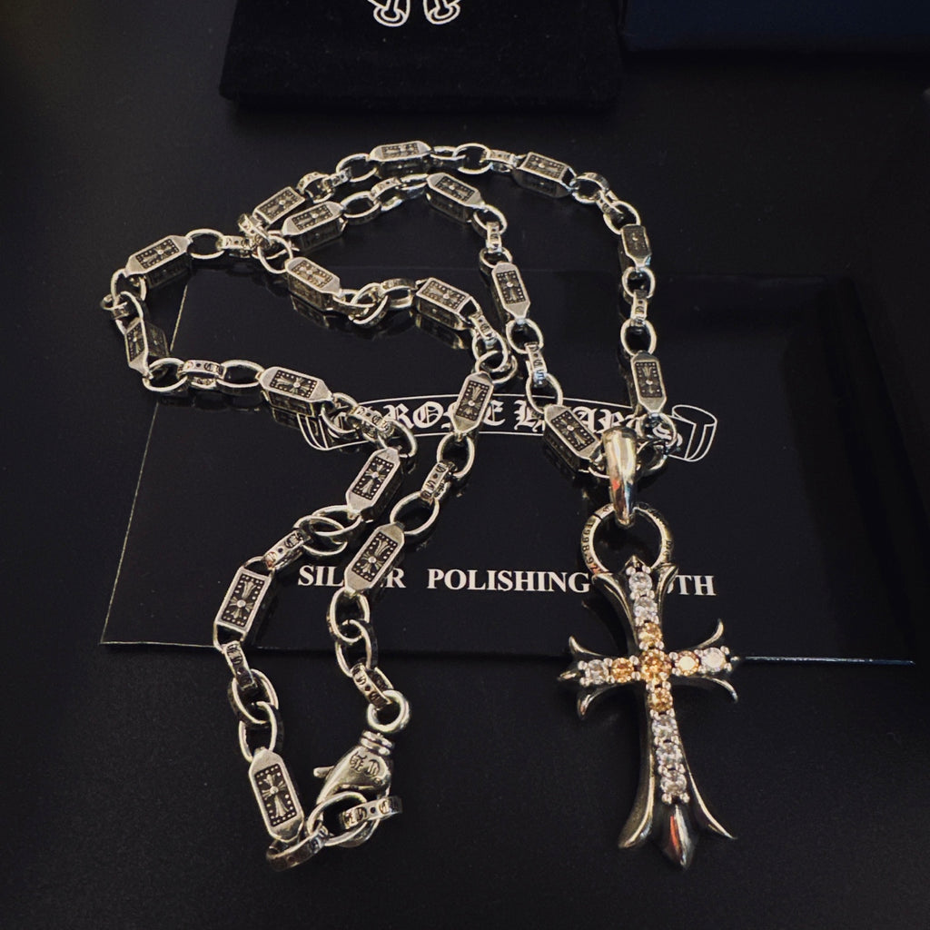 Chrome Hearts Silver-Tone Flared Cross Chain Necklace - album image 7