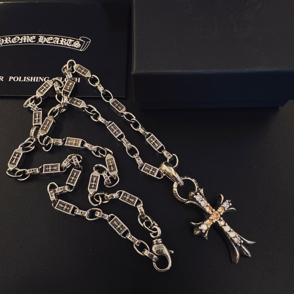 Chrome Hearts Silver-Tone Flared Cross Chain Necklace - album image 6