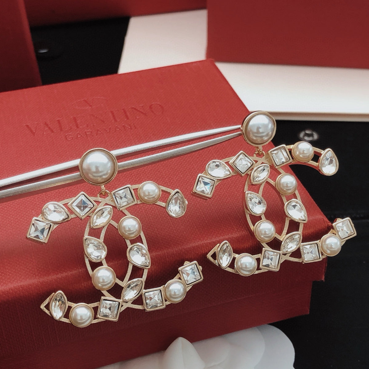 Chanel Square Marquise Crystal Accent Earrings - album image 4