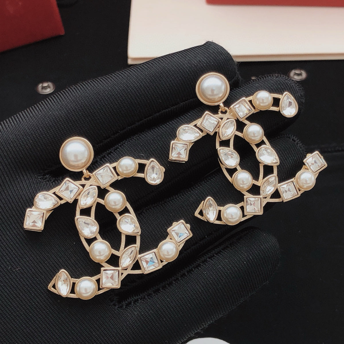 Chanel Square Marquise Crystal Accent Earrings - album image 1