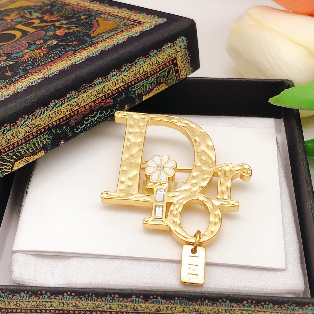 Dior Textured Letter Charm Brooch - product image 4