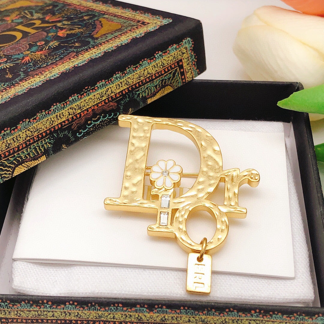 Dior Textured Letter Charm Brooch - product image 4