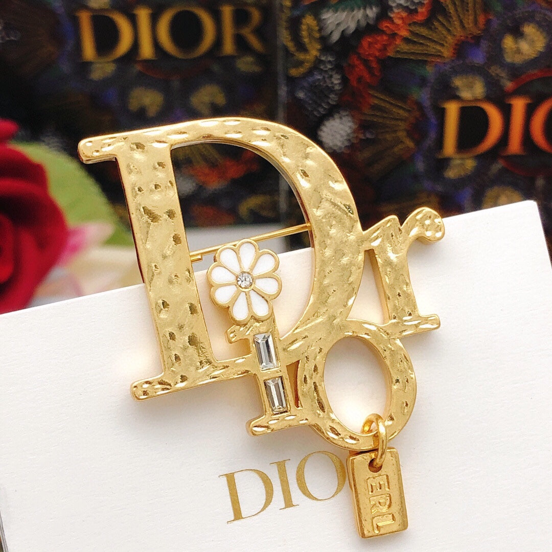 Dior Textured Letter Charm Brooch - product image 1