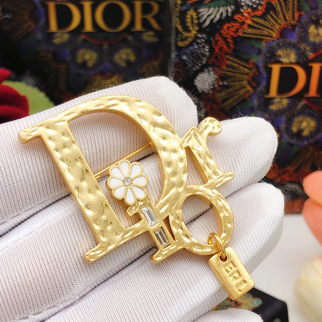 Dior Textured Letter Charm Brooch - product image 3