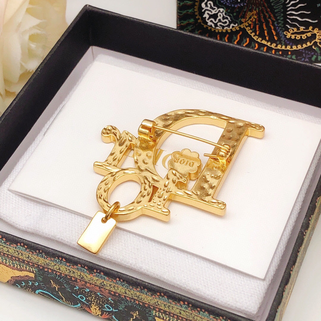 Dior Textured Letter Charm Brooch - product image 5