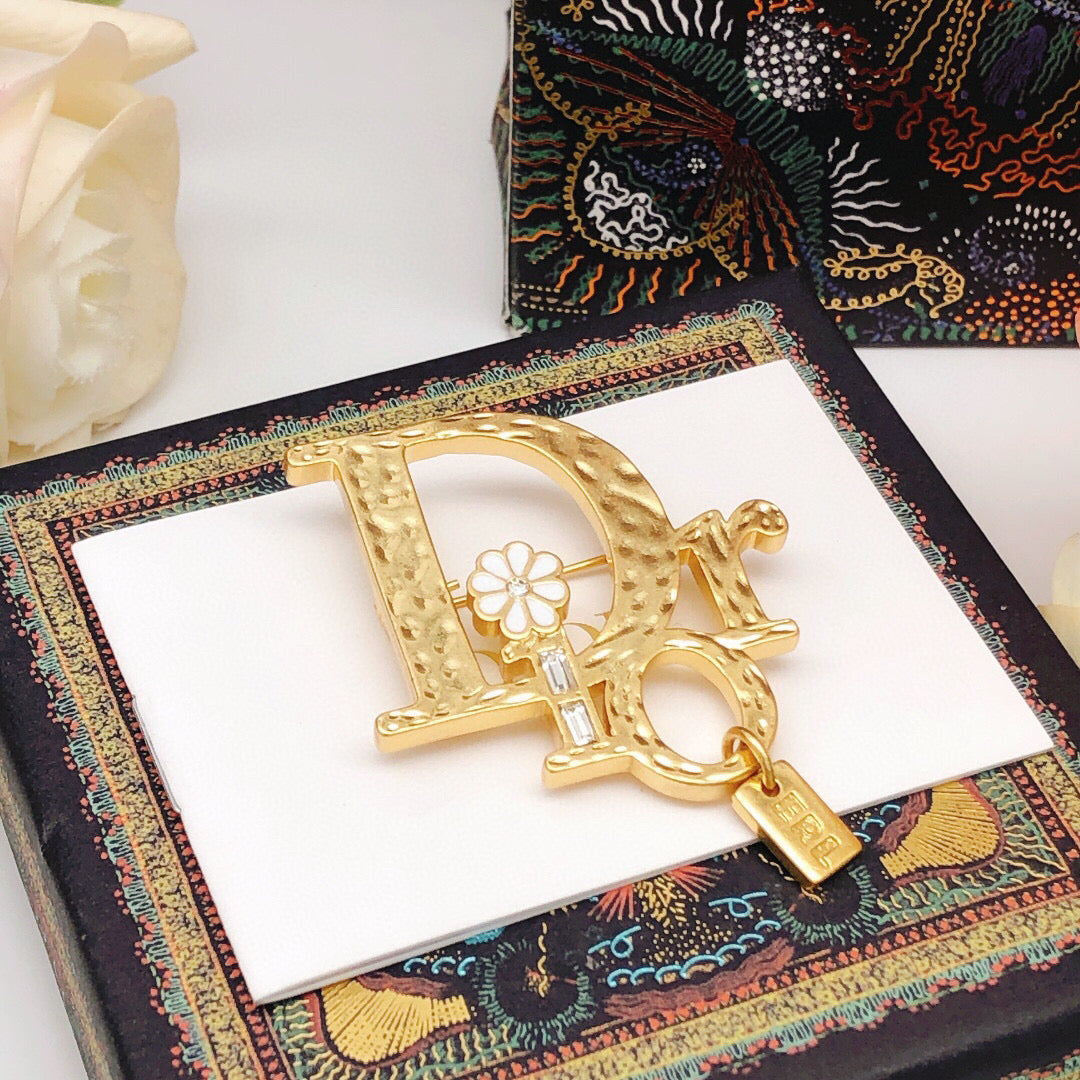 Dior Textured Letter Charm Brooch - product image 7