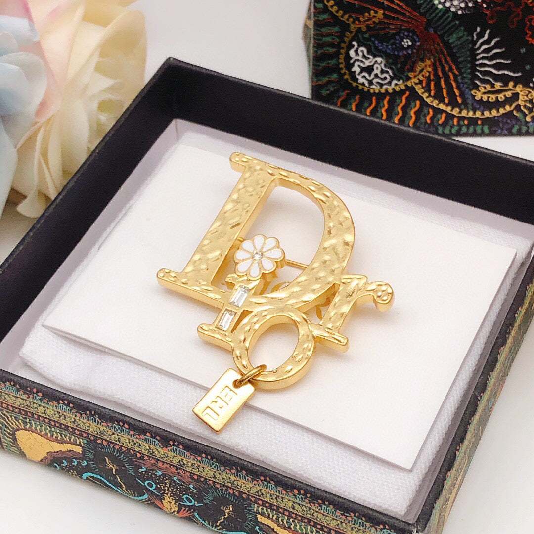 Dior Textured Letter Charm Brooch - product image 6