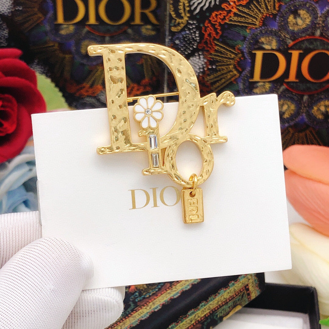 Dior Textured Letter Charm Brooch - product image 2