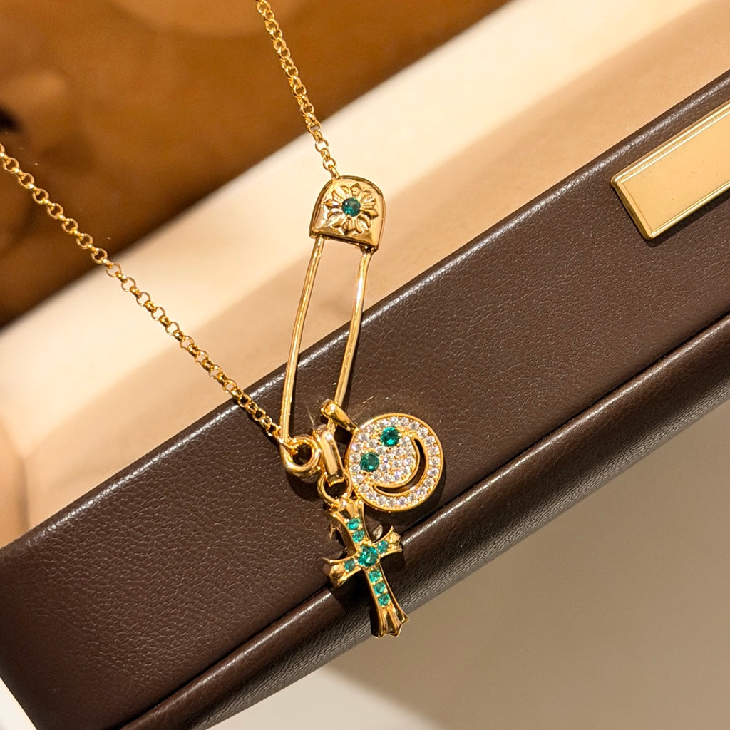 Chrome Hearts Gold-Tone Pin and Smiley Charm Necklace - album image 5