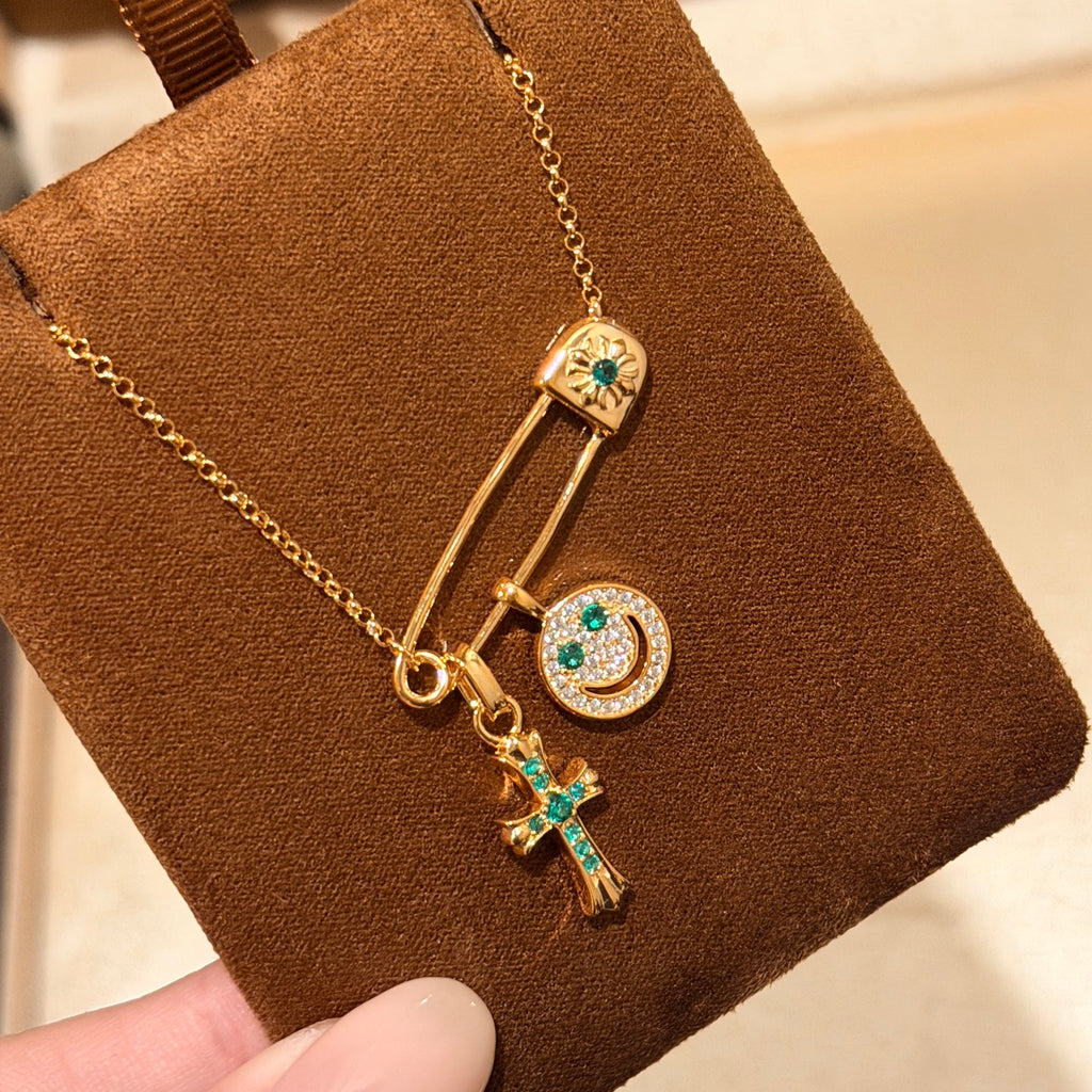 Chrome Hearts Gold-Tone Pin and Smiley Charm Necklace - album image 1