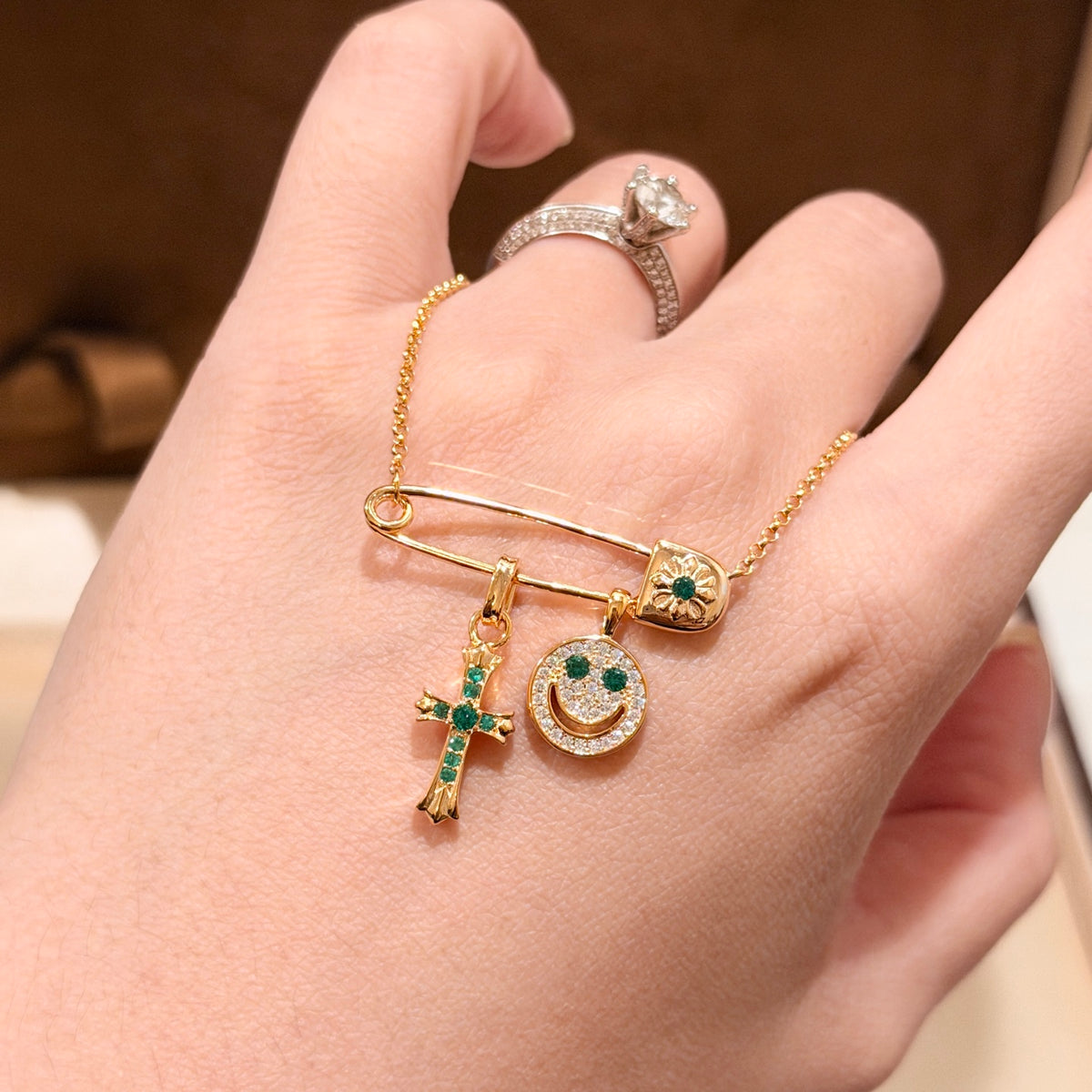 Chrome Hearts Gold-Tone Pin and Smiley Charm Necklace - album image 4