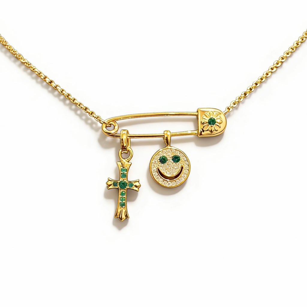 Chrome Hearts Gold-Tone Pin and Smiley Charm Necklace - album image 2
