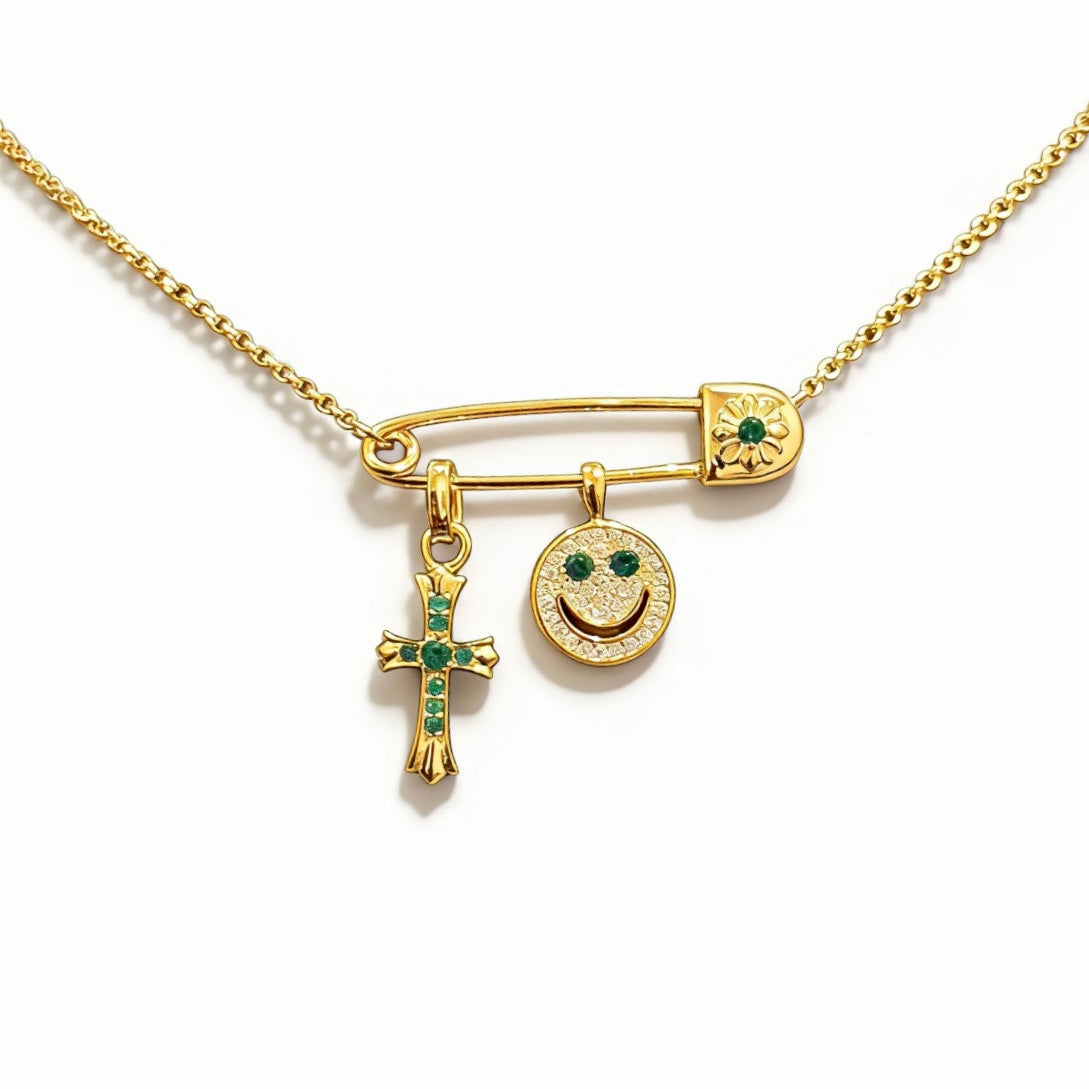 Chrome Hearts Gold-Tone Pin and Smiley Charm Necklace - album image 2