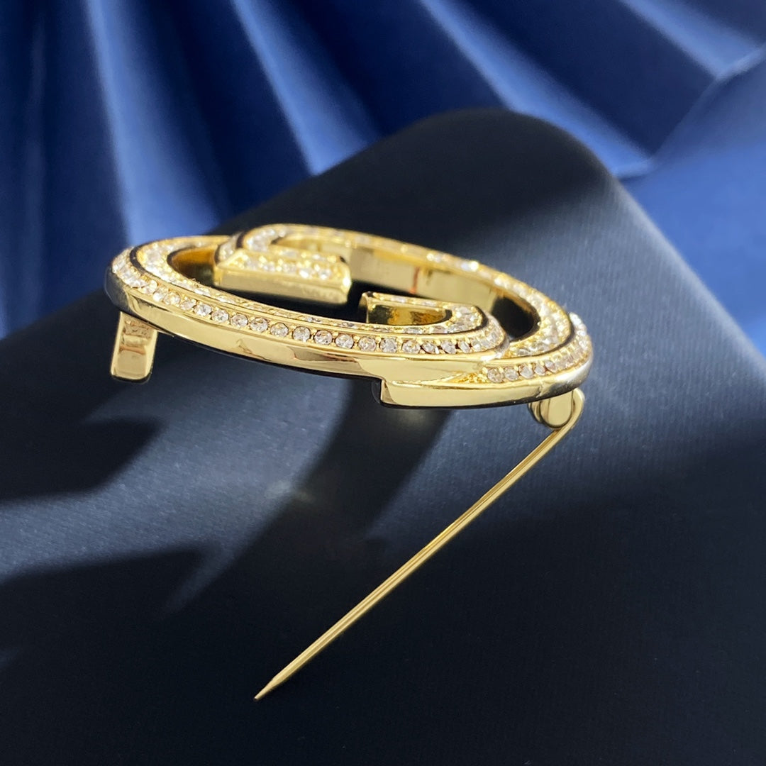 Gucci Gold-Tone Crystal Circular G Brooch - album image 5