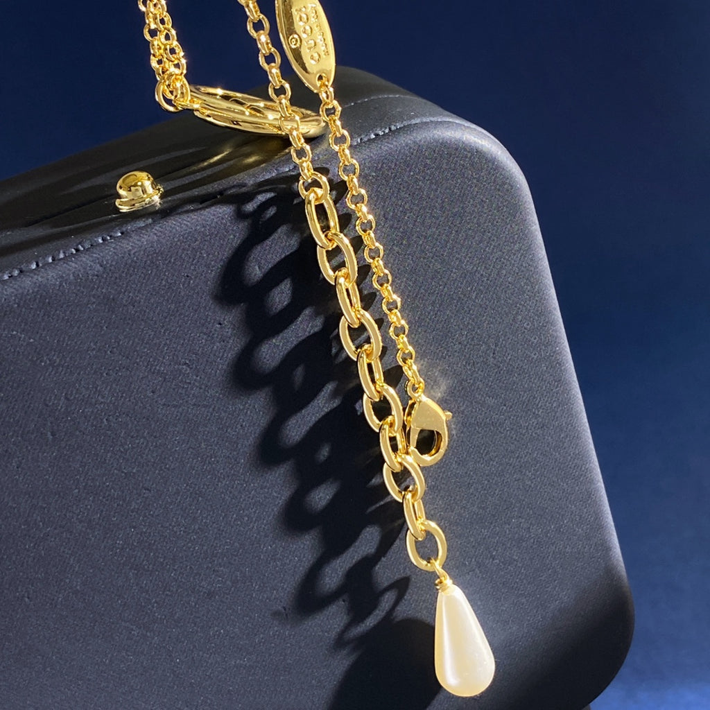 Gucci Gold-Tone Double G Drop Pendant Necklace - album image 3