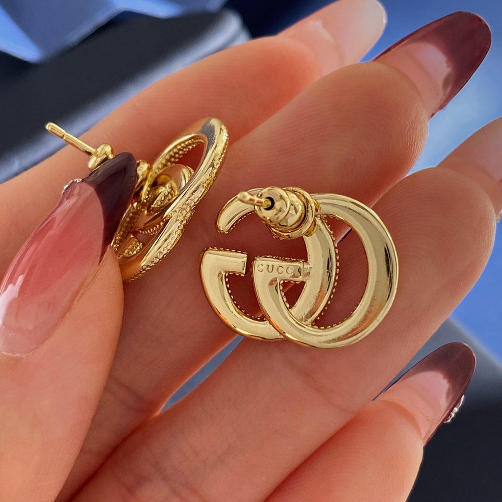 Gucci Interlocking G Gold-Tone GG Letter Stud Earrings - album image 3