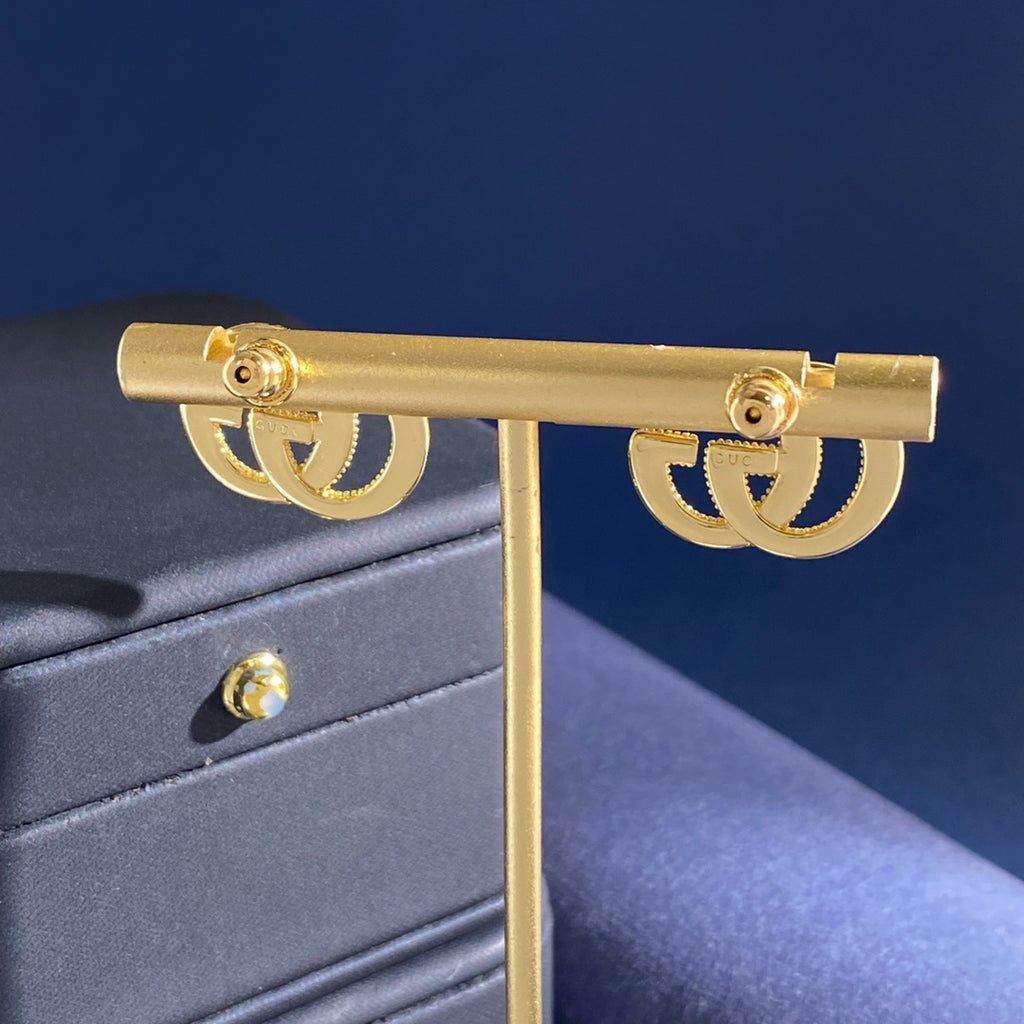 Gucci Interlocking G Gold-Tone GG Letter Stud Earrings - album image 5