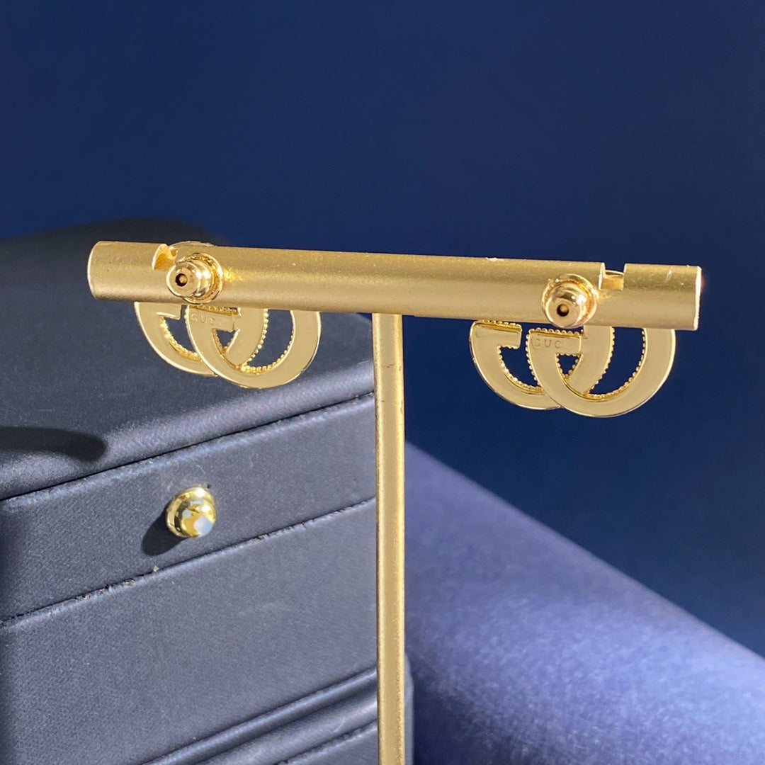 Gucci Interlocking G Gold-Tone GG Letter Stud Earrings - album image 5