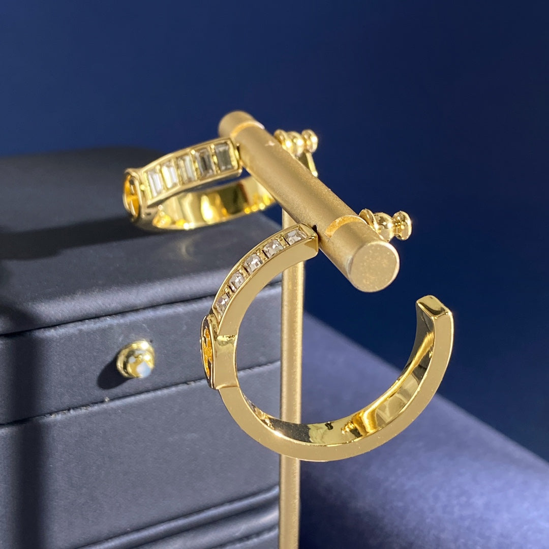 Gucci Interlocking G Gold-Tone GG Letter Circular Square Earrings - album image 5