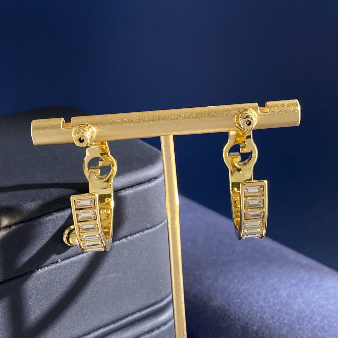 Gucci Interlocking G Gold-Tone GG Letter Circular Square Earrings - album image 6