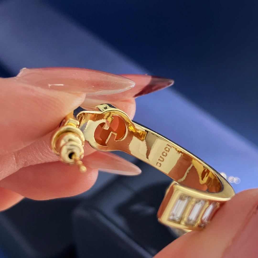 Gucci Interlocking G Gold-Tone GG Letter Circular Square Earrings - album image 7