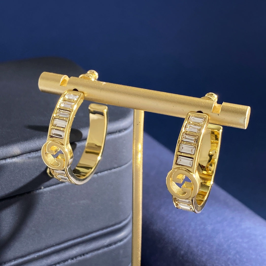 Gucci Interlocking G Gold-Tone GG Letter Circular Square Earrings - album image 4