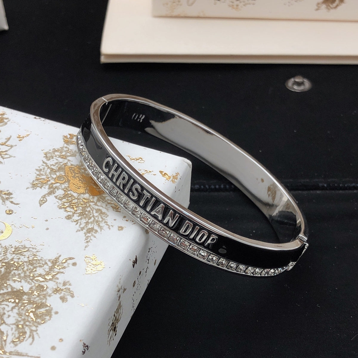 Dior Black Crystal Logo Bangle - product image 4