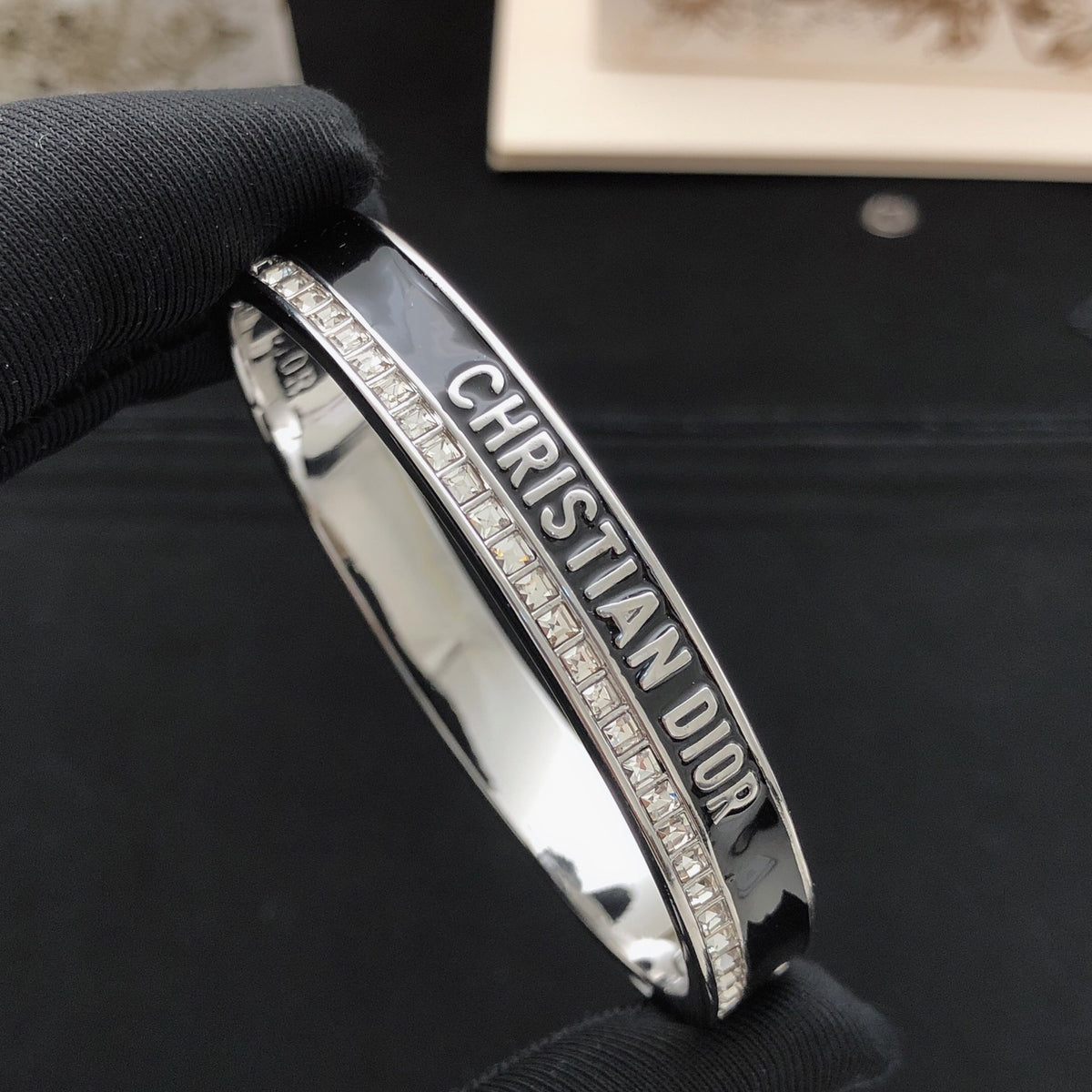 Dior Black Crystal Logo Bangle - product image 1