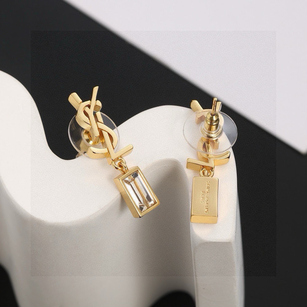 Saint Laurent Monogram Padlock Drop Earrings in Two Metal Tones - album image 5