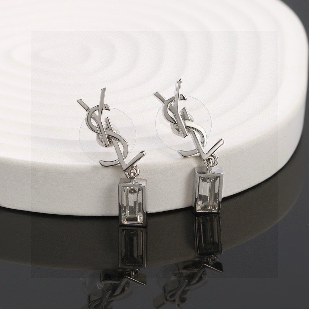 Saint Laurent Monogram Padlock Drop Earrings in Two Metal Tones - album image 7