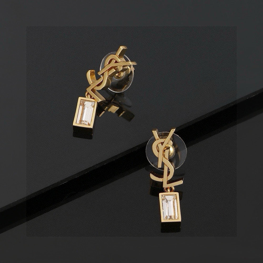 Saint Laurent Monogram Padlock Drop Earrings in Two Metal Tones - album image 3
