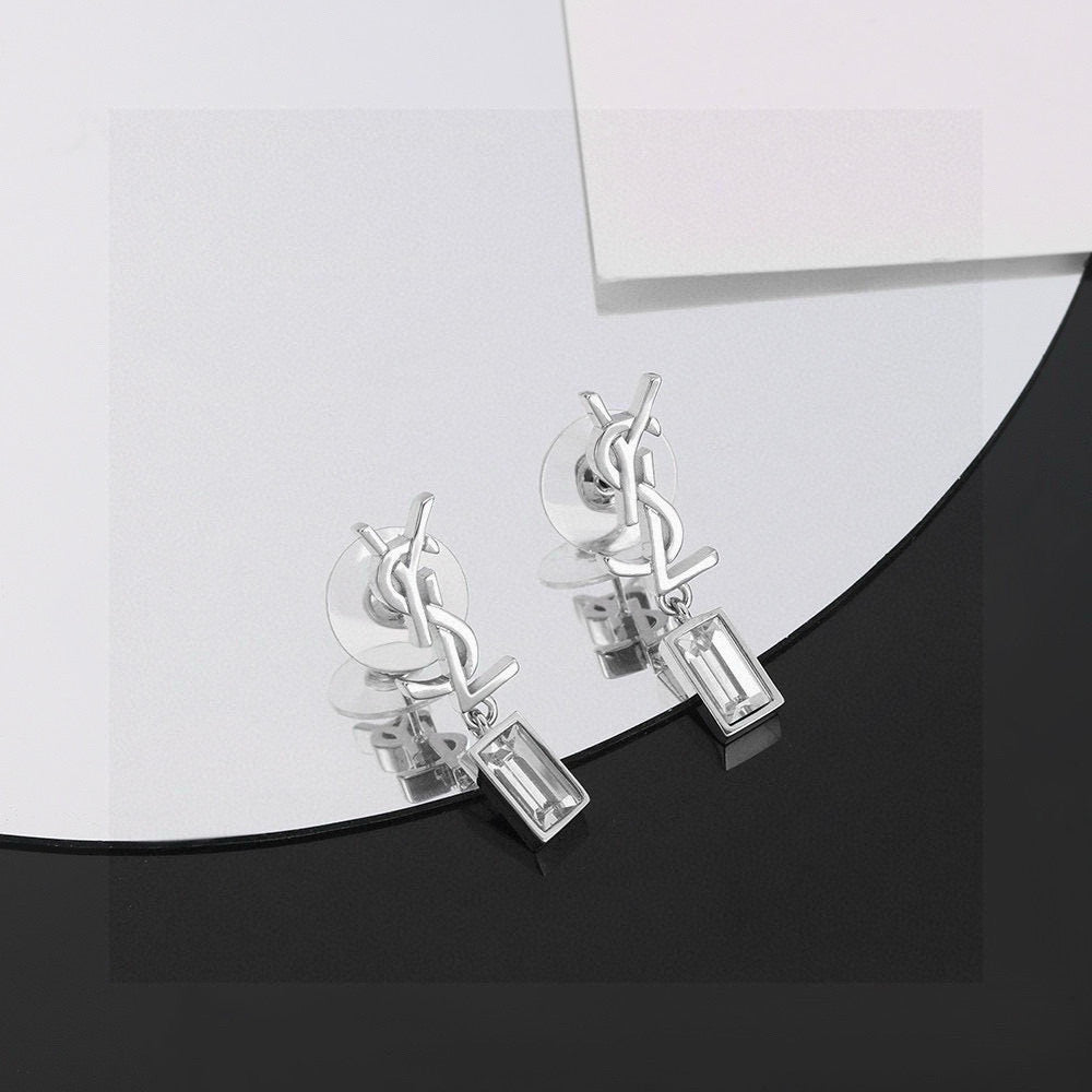Saint Laurent Monogram Padlock Drop Earrings in Two Metal Tones - album image 2