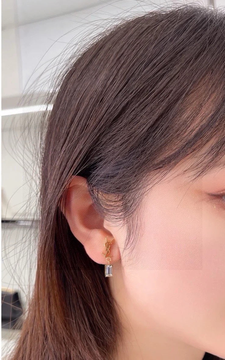 Saint Laurent Monogram Padlock Drop Earrings in Two Metal Tones - album image 4