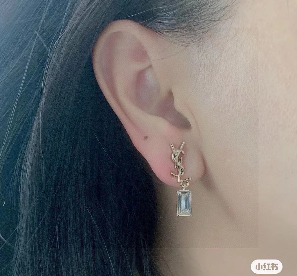 Saint Laurent Monogram Padlock Drop Earrings in Two Metal Tones - album image 6