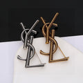 Saint Laurent Silver and Antique Gold-Tone Monogram Brooch - album image 1
