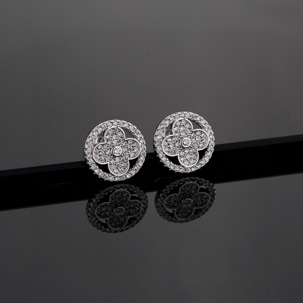 Louis Vuitton Silver-Tone Circular Monogram Stud Earrings - album image 1